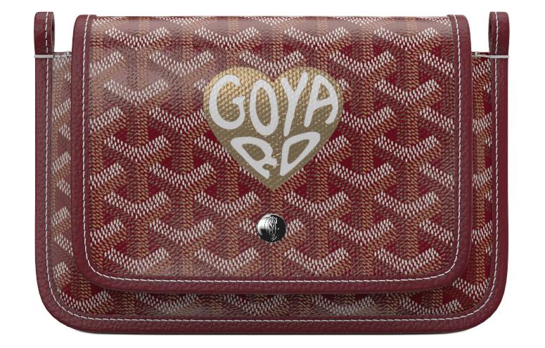 GOYARD Canvas With Leather Envelope Bag Crossbody Bag Shoulder Bag Unisex Burgundy & Champagne Gold Small Heart