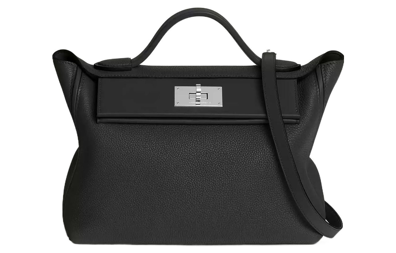HERMES 24/24 Taurillon Maurice With Swift Calfskin Portable Crossbody Bag Shoulder Bag Women's Black