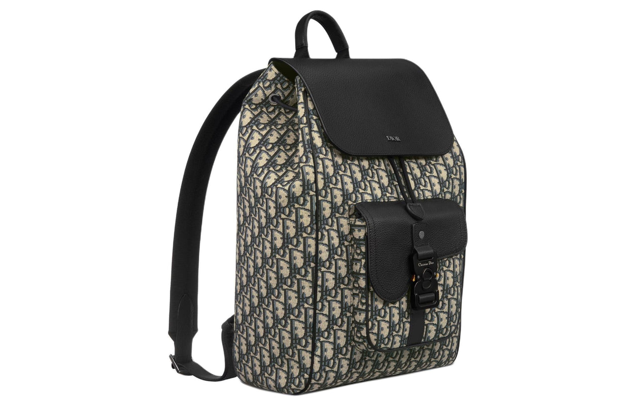 DIOR Grained Calfskin Backpack Men's Beige & Black