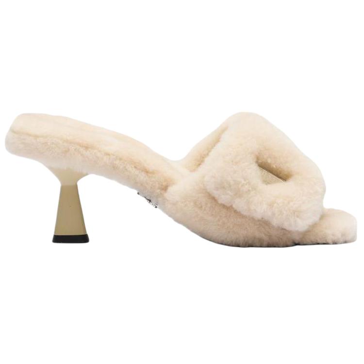 PRADA 65mm Triangle-logo Shearling Mules