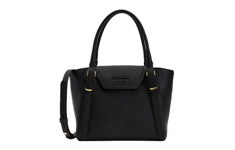 PRADA Cow Leather One Shoulder Handbags Women's Black