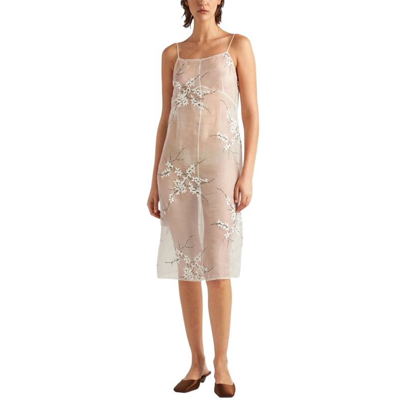 PRADA Embroidered Silk Organza Midi Dress