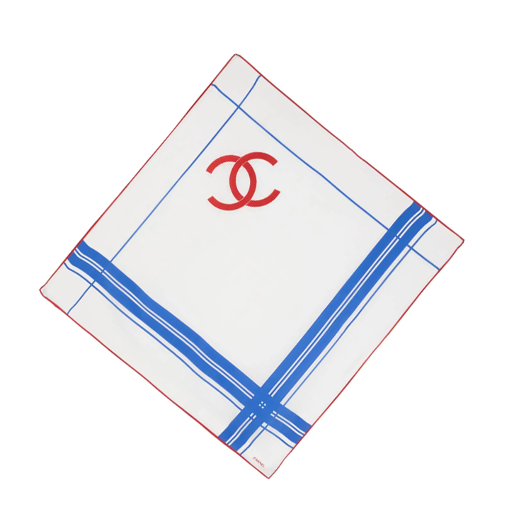 CHANEL 1990s Cc Logo Silk Scarf
