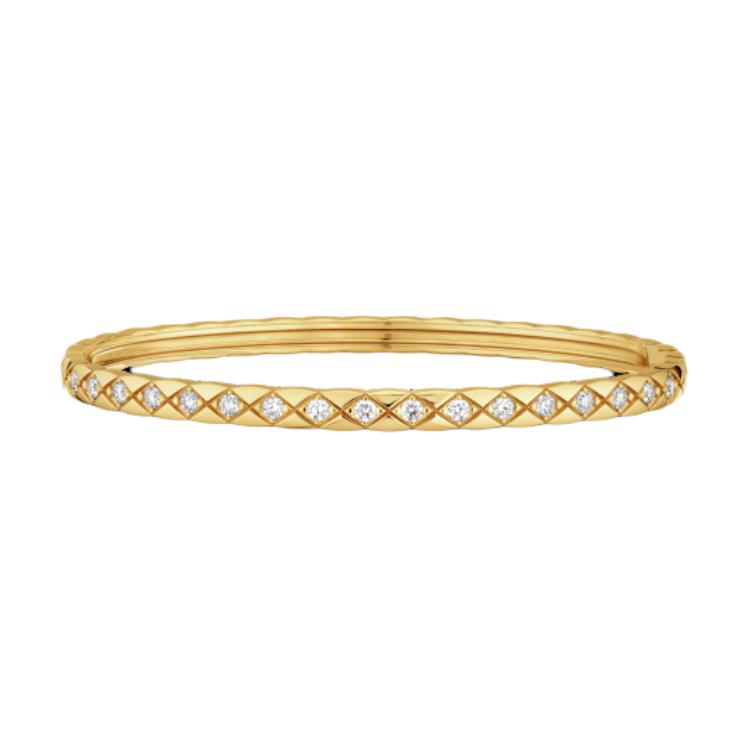 CHANEL 18K Gold Diamonds Bangles Unisex Gold