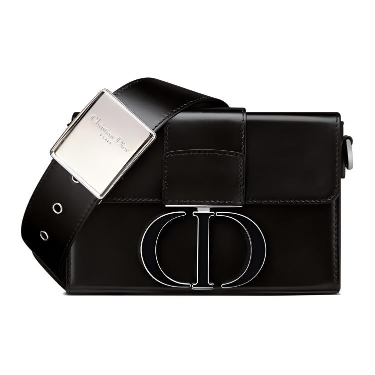 DIOR 30 Montaigne Smooth Finish Cow Leather Shoulder Bag Crossbody Bag Women's Black