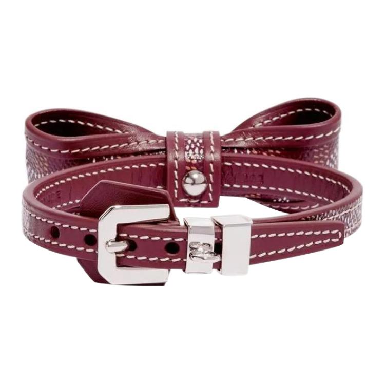 GOYARD OSCAR Goyardine Canvas With Clamecy Cow Leather Dog's Teeth Collar Bag Accessory Unisex Burgundy
