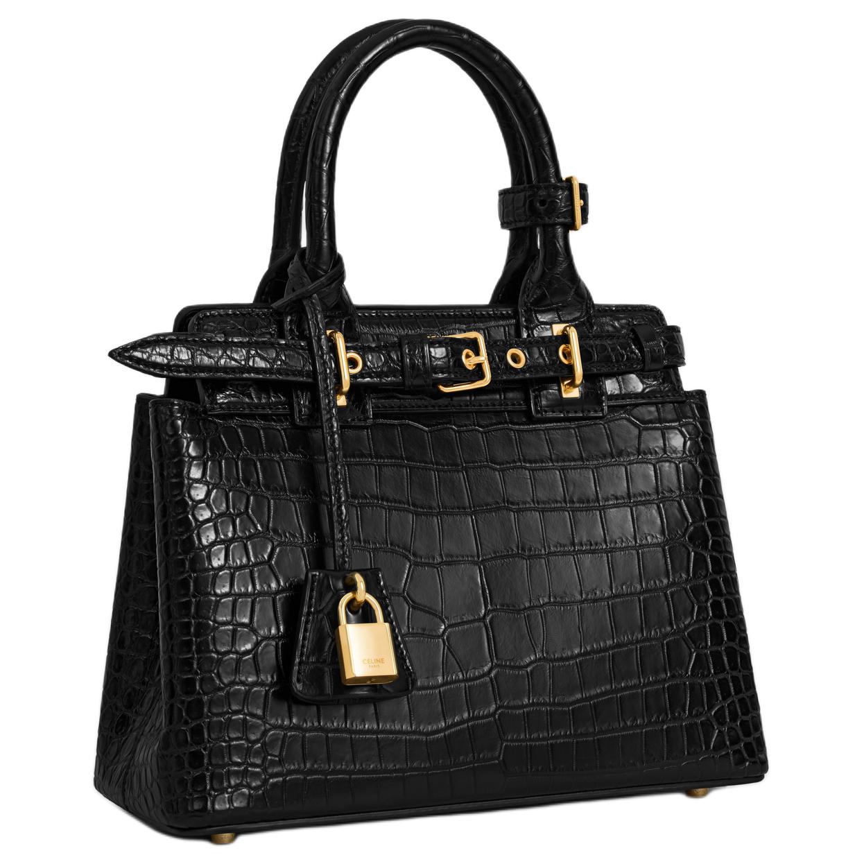 CELINE Crocodile Leather Shoulder Bag Crossbody Bag Handbag Women's Black