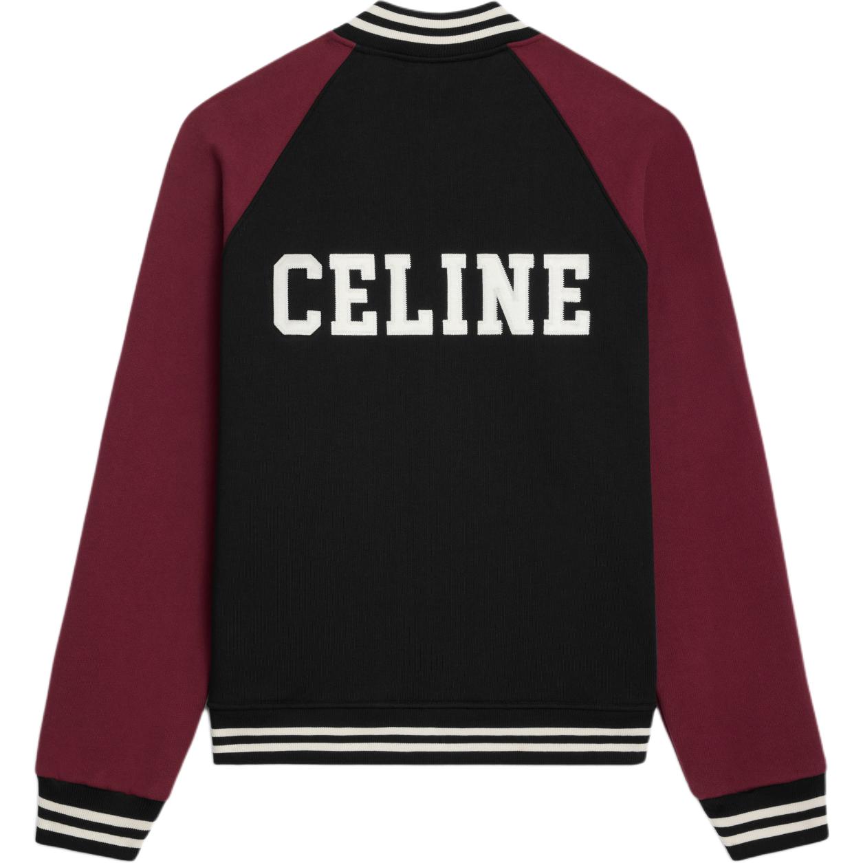 CELINE FW24 Baseball Jacket Men's Black & Grape Red