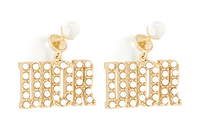 DIOR Metallic Pearls Earrings Women's