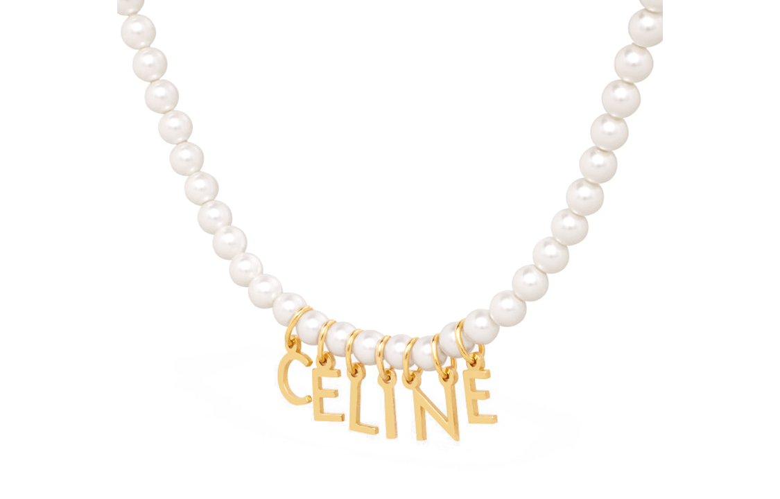 CELINE Brass Necklaces Women's Elephant Ivory White/Gold