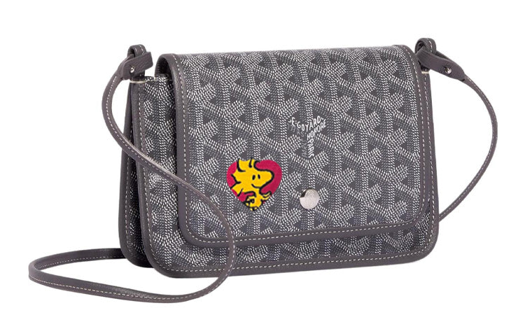 GOYARD Plumet Canvas With Leather Envelope Bag Handheld Shoulder Bag Crossbody Bag Small Size Unisex Gray/Red