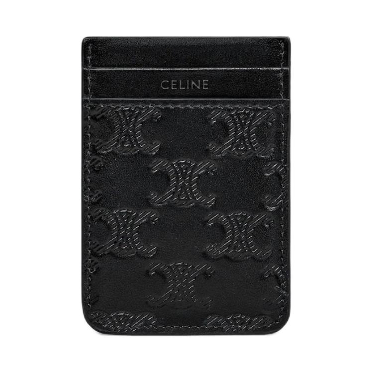 CELINE Calfskin Card Holder Men's Black