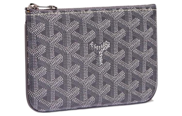 GOYARD SENAT Canvas With Calfskin Wallet Card Holder Clutch Mini Unisex Gray