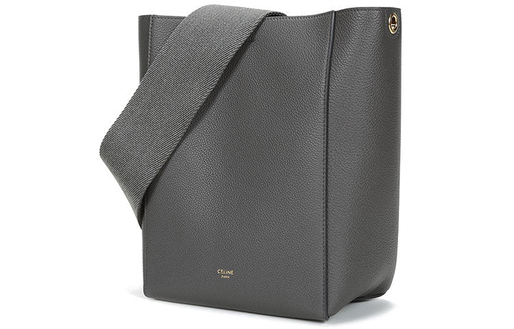 CELINE Cow Leather Bucket Bags Shoulder Bags Women's Candy Color Gray