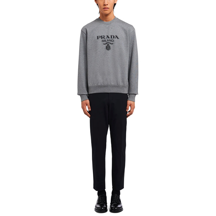 PRADA Cotton Jersey Logo Crewneck Sweatshirt