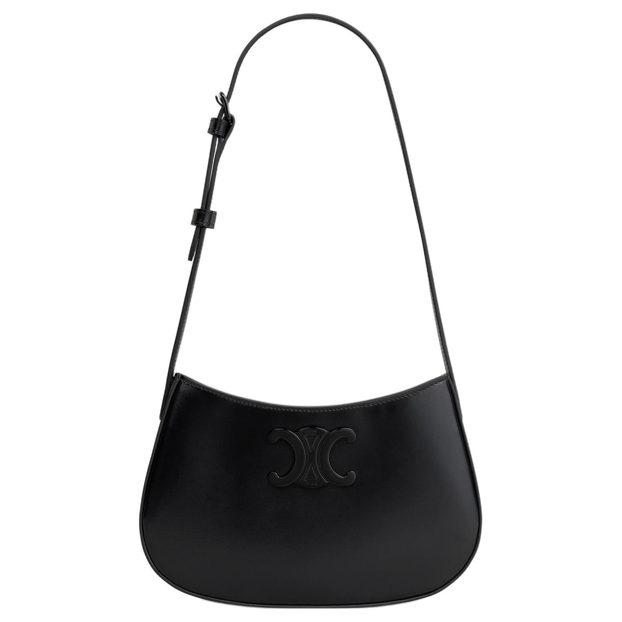 CELINE Calfskin Crossbody Bag Shoulder Bag Medium Size Women's Black