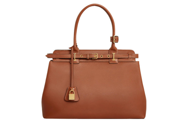 CELINE Calfskin Handbag Regular Women's Brown