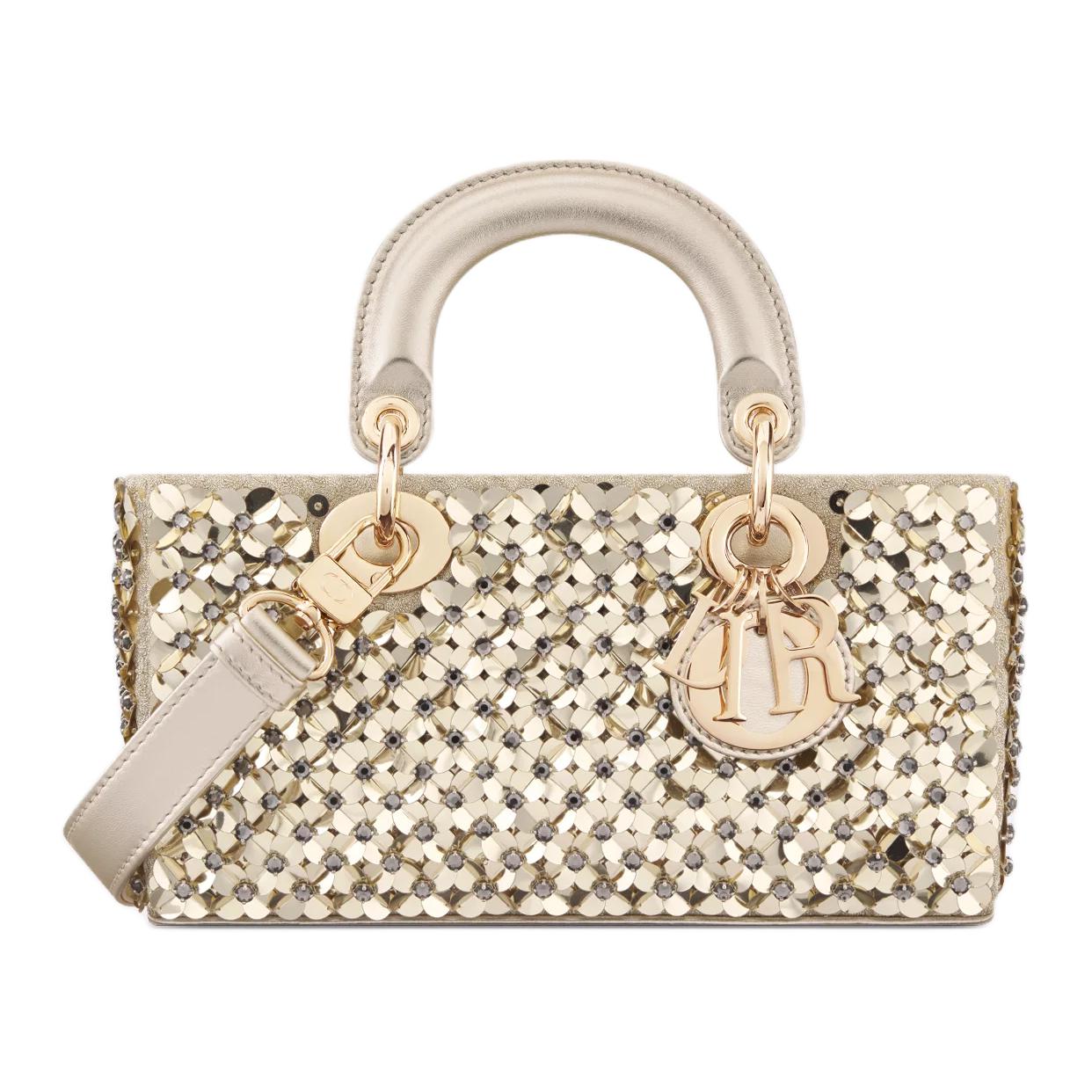 DIOR Lady D Joy Lambskin Lady Dior Bag, Shoulder Bag, Crossbody Bag, Handbag Small Size Women's Gold