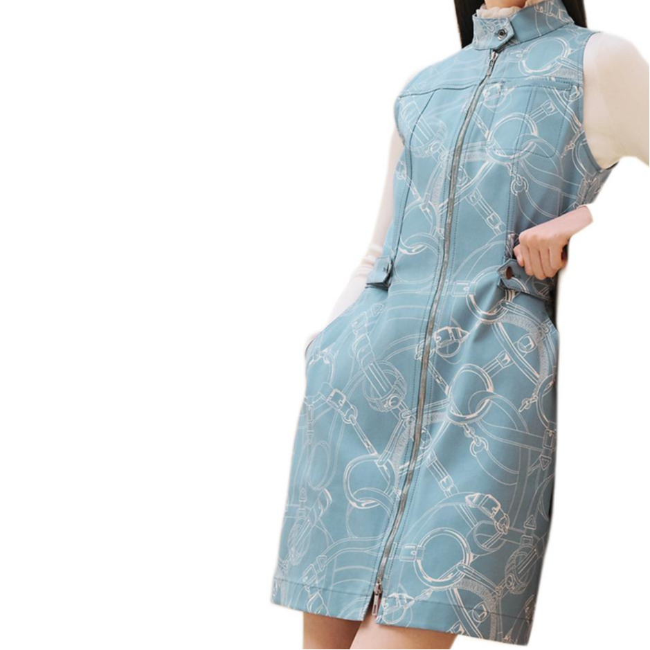 HERMES Sleeveless Dress Women's Arctic Blue