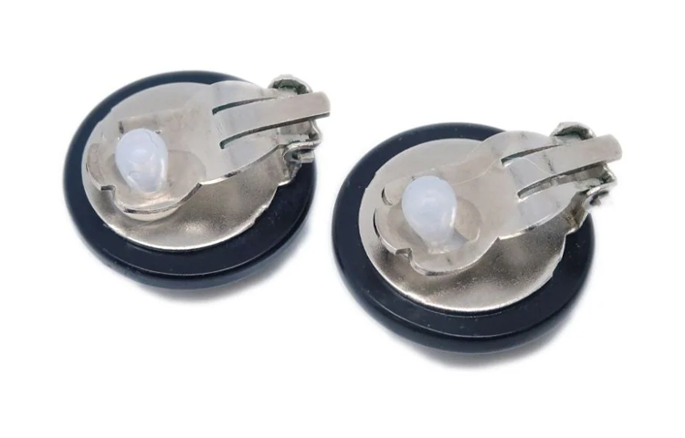 CHANEL 1996 Cc Button Earrings