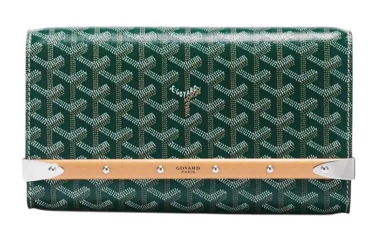 GOYARD MONTE-CARLO Canvas With Calfskin One Shoulder Crossbody Clutches Small Size Unisex Green