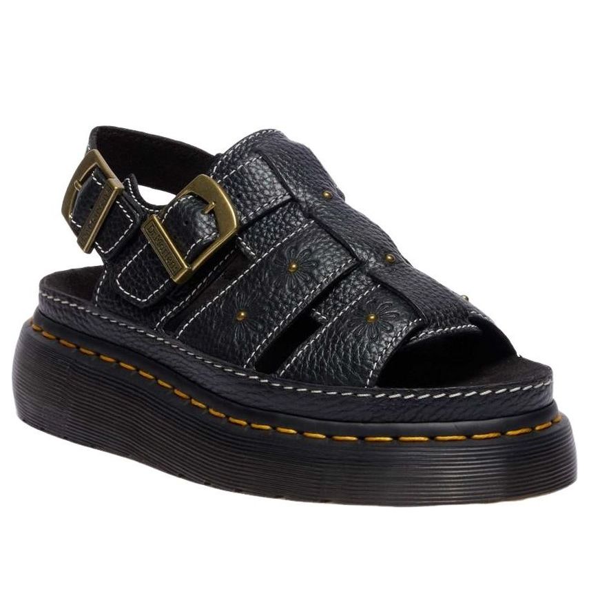 (WMNS) Dr. Martens Wrenlie Open Toe Nappa Leather Fisherman Platform Sandals 'Black' 42337001