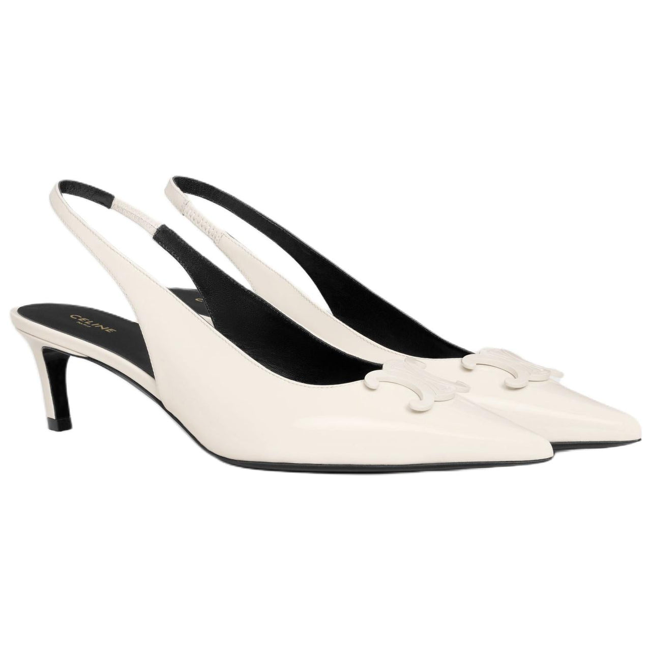 CELINE ALMA TRIOMPHE Slim Heel High Heels 5cm Women's Beige