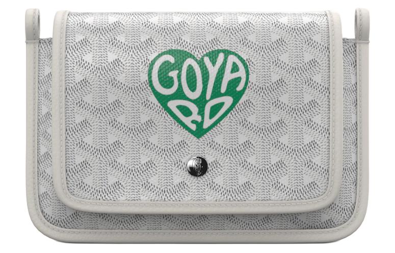 GOYARD Plumet Canvas With Leather WOC Envelope Bag Clutch Crossbody Bag Shoulder Bag Unisex White/Green Heart Edition