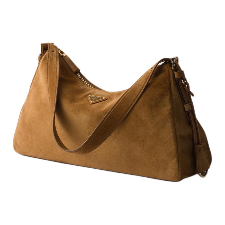 PRADA Cow Leather Shoulder Bag Tubas Women's Brown