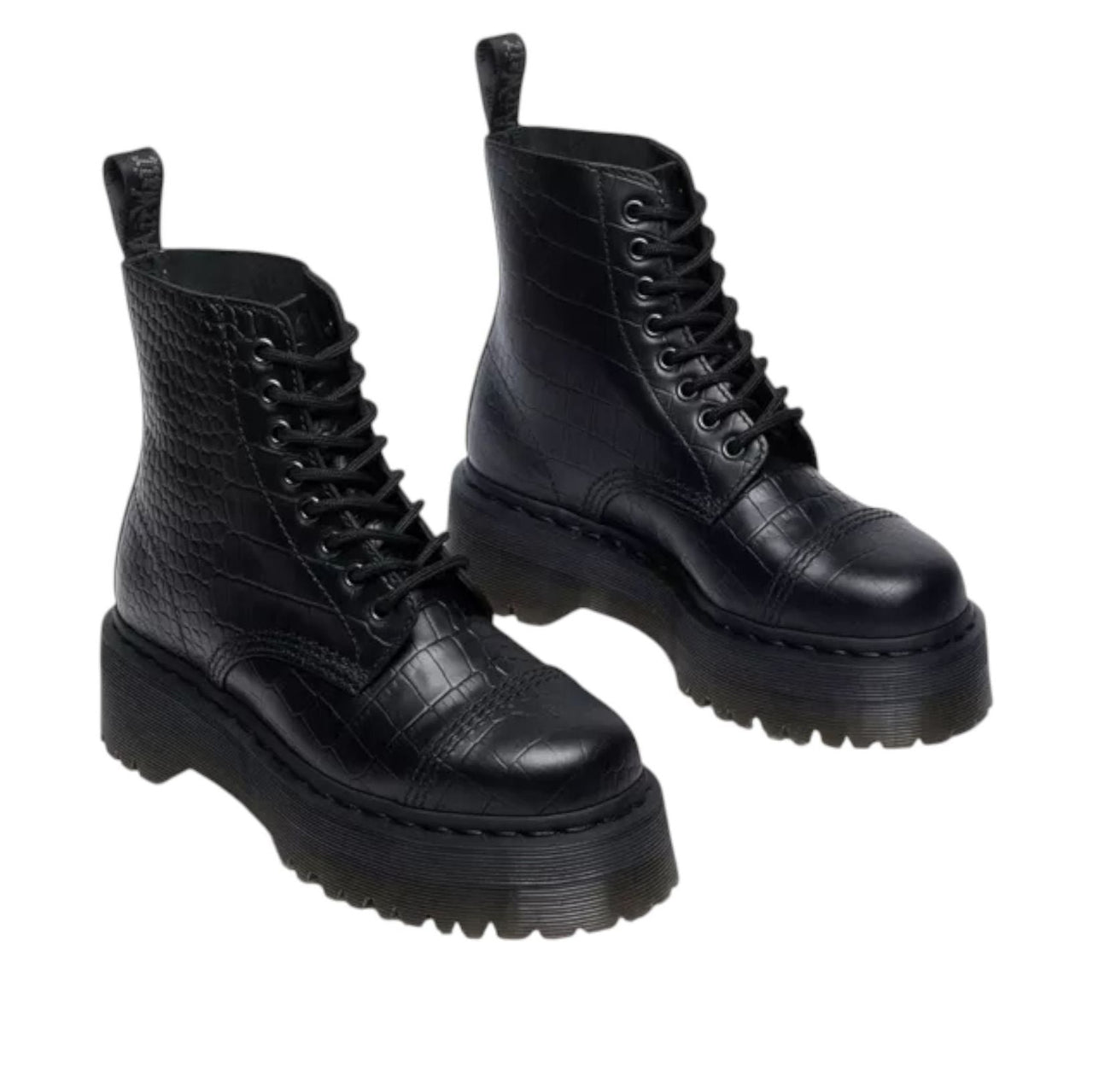 (WMNS) Dr. Martens Sinclair Croc Emboss Platform Boots 'Black' 42713001