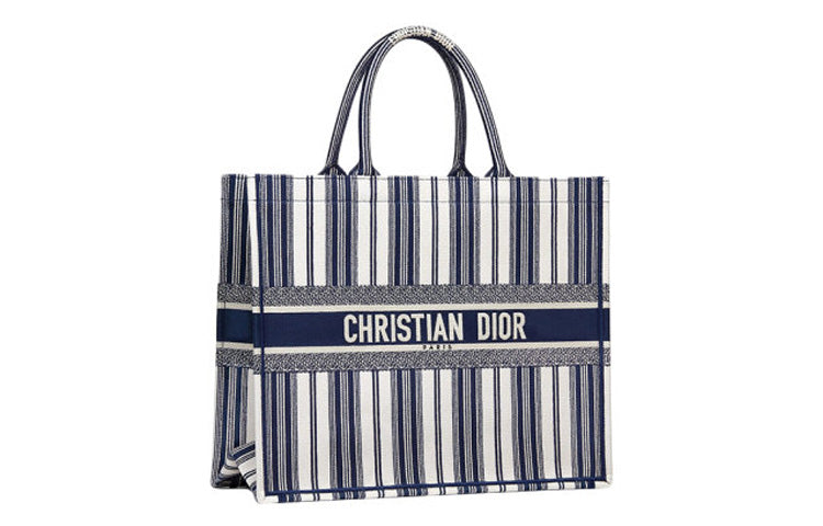 DIOR BookTote Canvas Tote Bag Shopping Bag Shoulder Bag Handbag Large Size Women's Blue