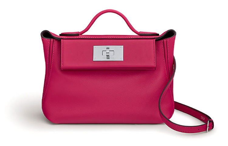 HERMES 24/24 Evercolor With Swift Calfskin Handbag Shoulder Bag Crossbody Bag Mini Women's Rose Red