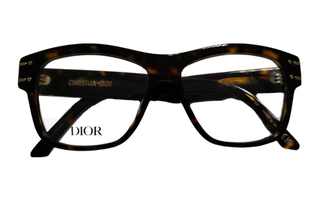 DIOR Acetate Irregular Shape Eyeglass Frames Unisex Tortoiseshell