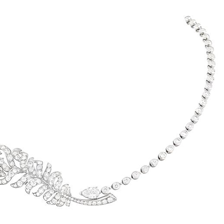CHANEL 18K White Gold Necklaces Unisex Silver