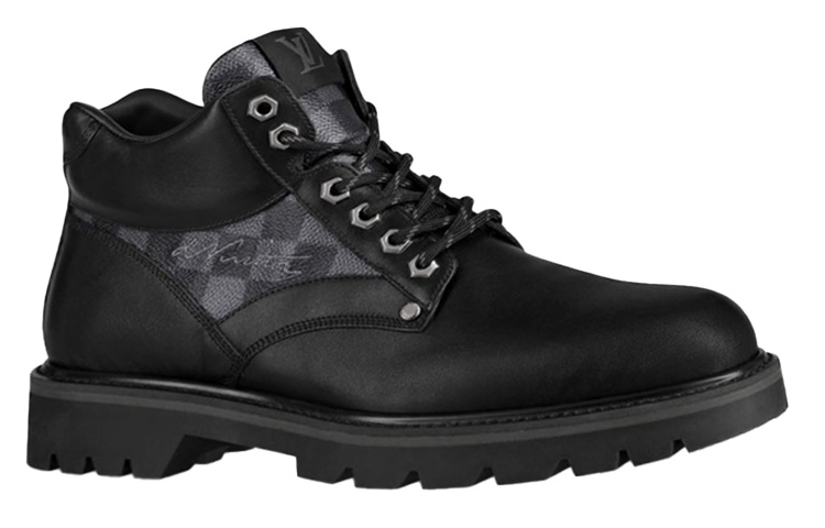 LOUIS VUITTON Oberkampf Damier Graphite Short Martin Boot Men's Black