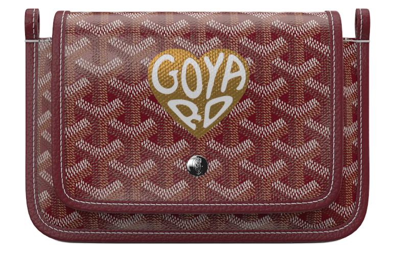 GOYARD Canvas With Leather Envelope Bag Crossbody Bag Shoulder Bag Unisex Burgundy & Gold Small Heart
