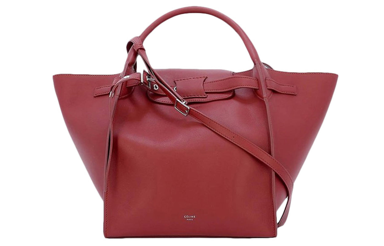 CELINE Cow Leather Crossbody Handbag Medium Size Women's Red