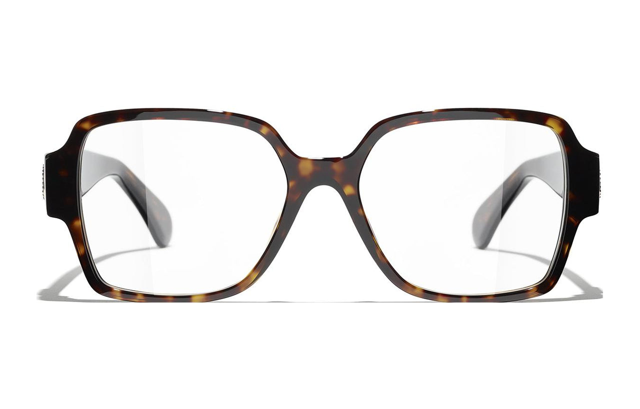 CHANEL Plate Frame Square Eyeglass Frame Women's Brown