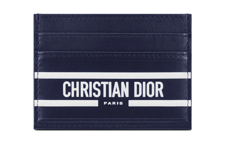 DIOR Patchwork Cow Leather Card Holder Card Holder Women's Blue