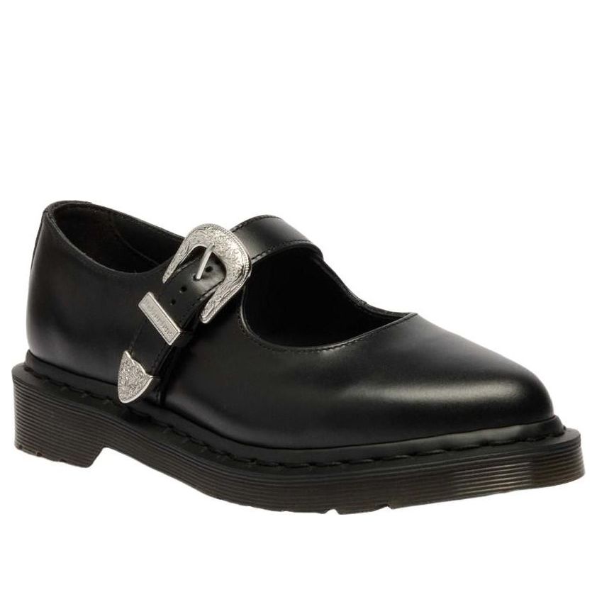 (WMNS) Dr. Martens Elphie Buckle Atlas Mary Jane Leather Shoes 'Black Atlas' 43102001