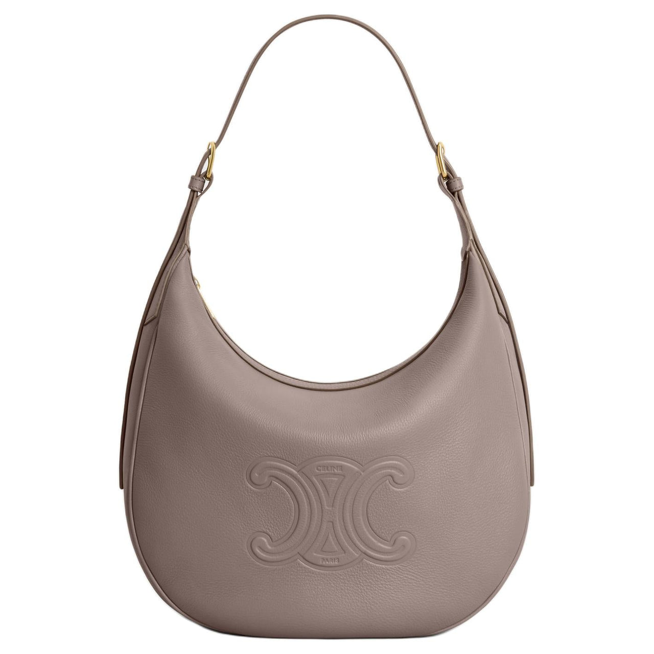 CELINE Cow Leather Handbag Shoulder Bag Women's Pebbled Color