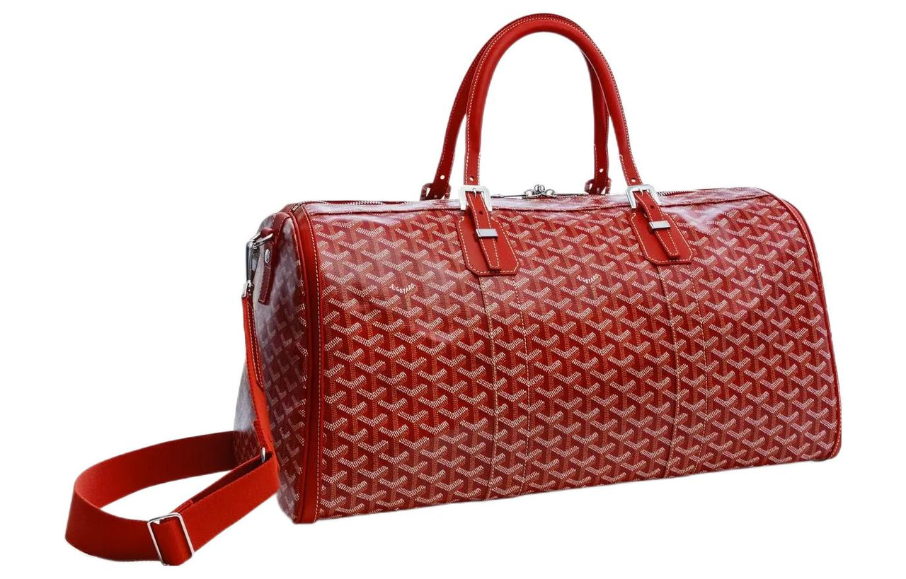 GOYARD Polyester-Cotton Blend With Clamecy Cow Leather Bag Straps Medium Size Unisex Red