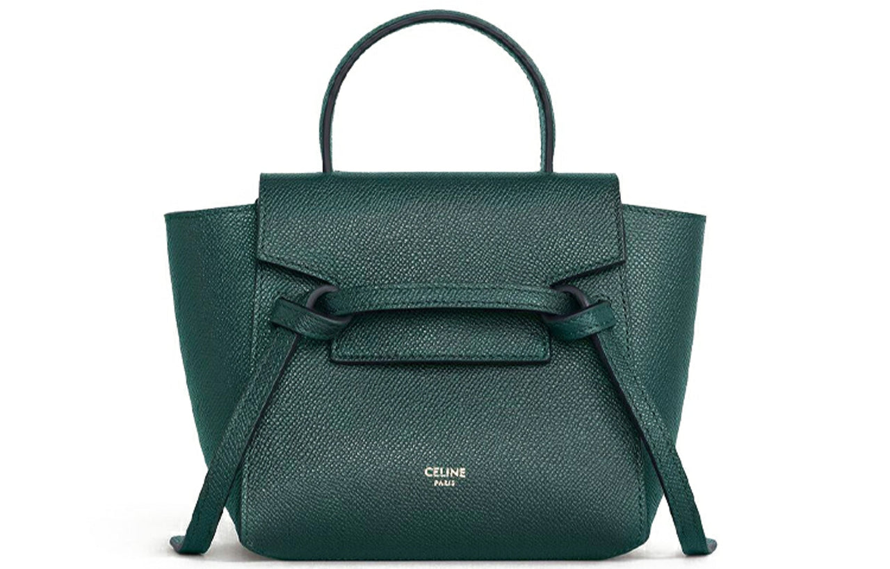CELINE Belt Grained Calfskin Catfish Bag Handbag Shoulder Bag Crossbody Bag Handbag Pico Women's Amazon Green/Jasper
