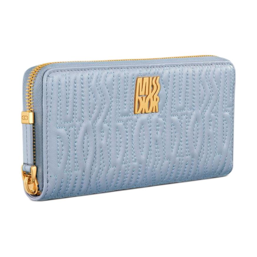 DIOR Lambskin Wallet Women's Blue