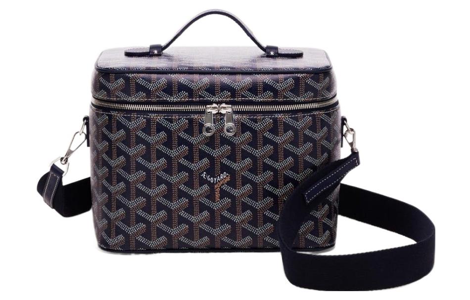 GOYARD Polyester-Cotton Blend With Clamecy Cow Leather Bag Straps Small Size Unisex Marine Blue