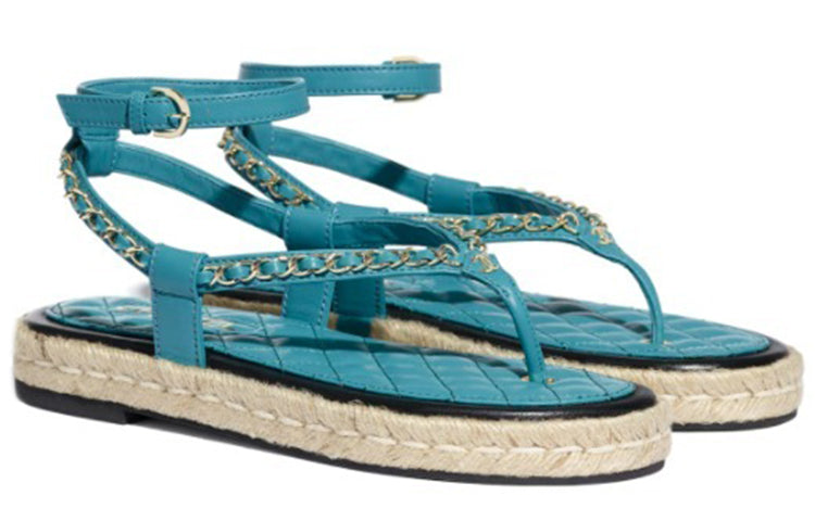 CHANEL Strap Sandals Women's Turkish Blue