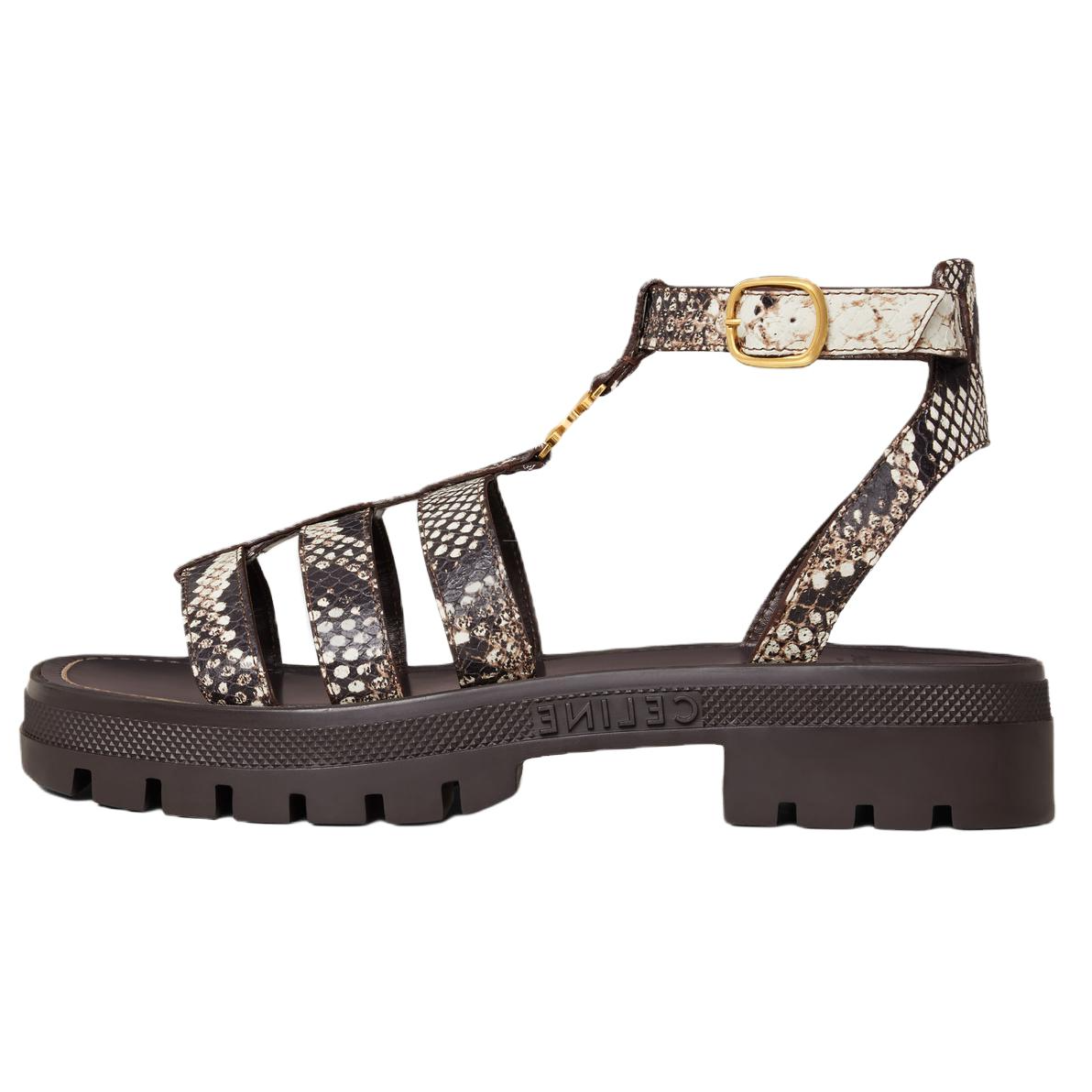 CELINE Clea Triomphe Roman Sandals 4cm Women's Dark Brown