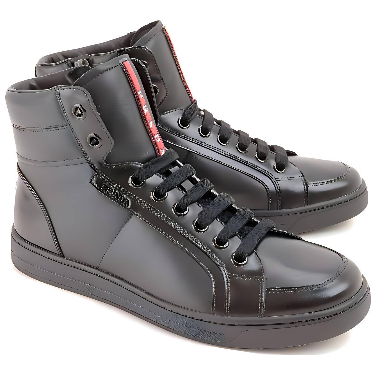 PRADA Ankle-Length Martin Boot Men's Black