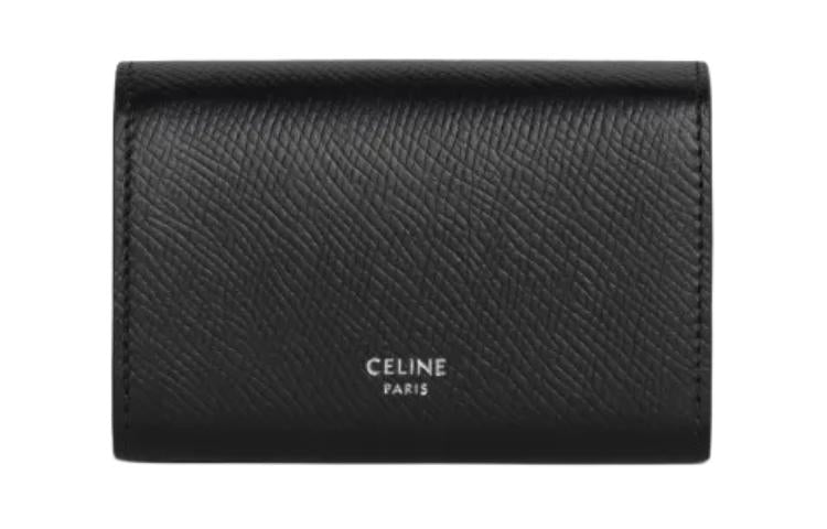 CELINE Calfskin Business Card Holder Card Case Men's Black
