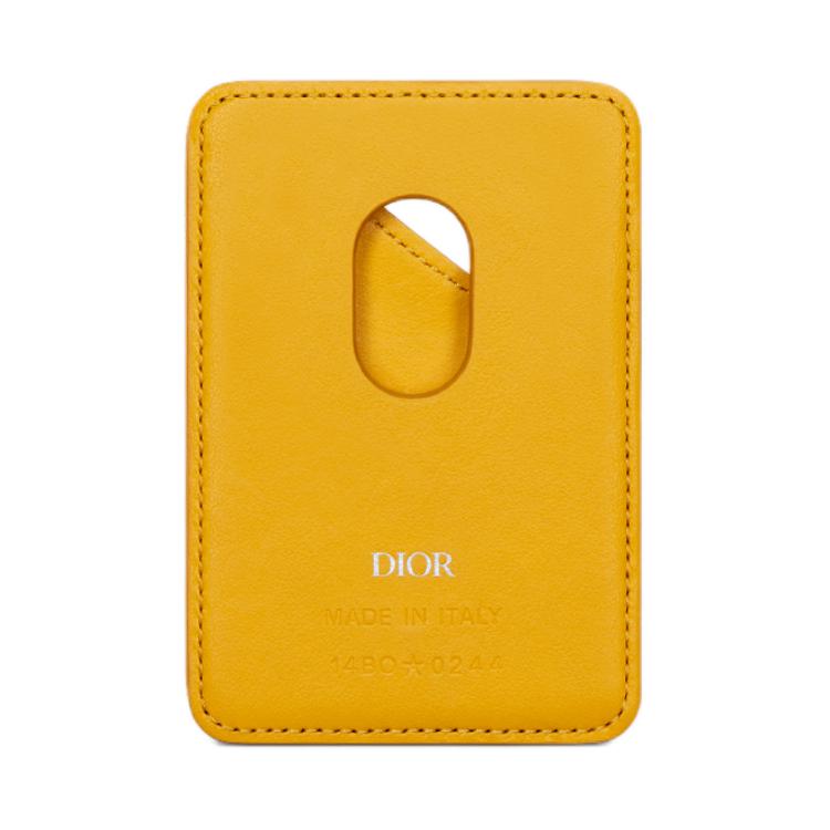 DIOR Nylon With Leather Card Holder Men's Yellow